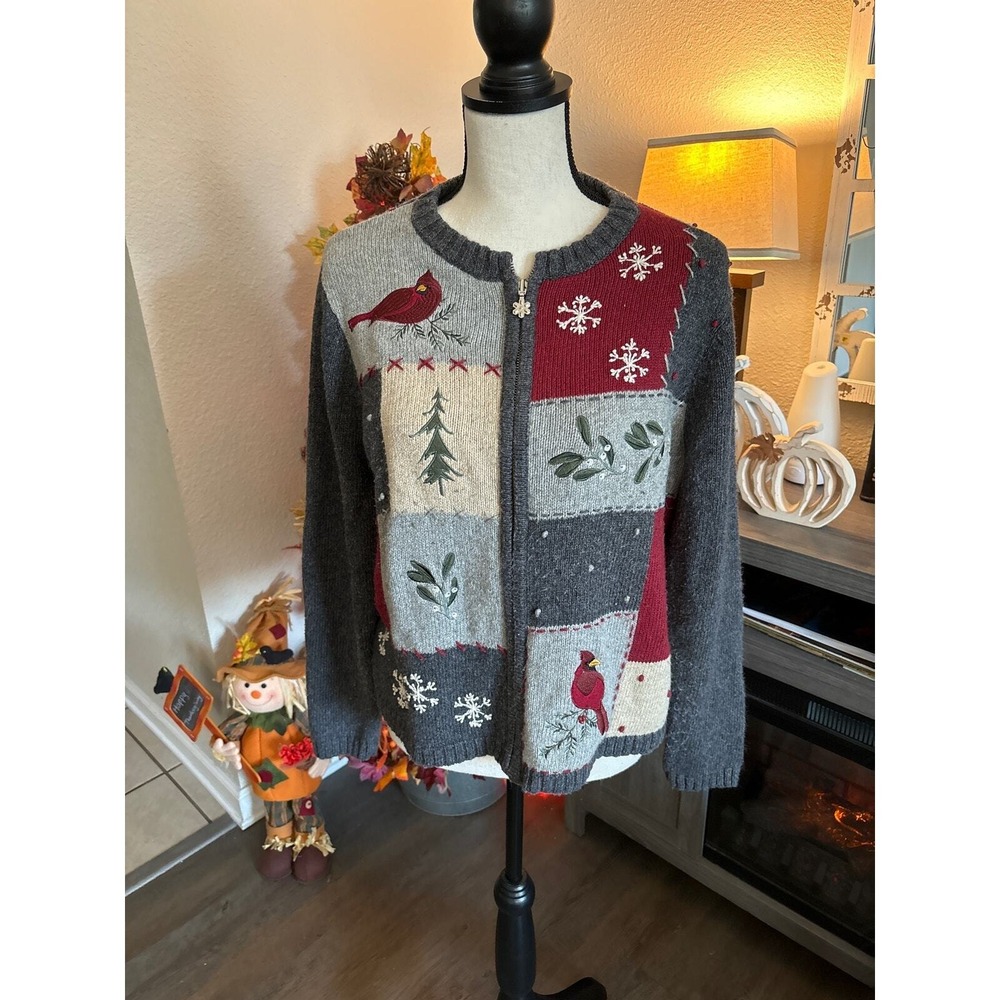 Croft and Barrow petite large PL cardinals sweater Christmas